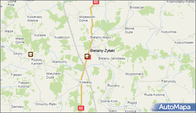 mapa Bielany-Jarosławy, Bielany-Jarosławy na mapie Targeo