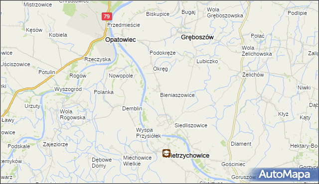 mapa Bieniaszowice, Bieniaszowice na mapie Targeo