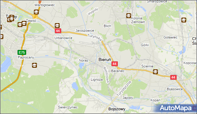 mapa Bieruń, Bieruń na mapie Targeo