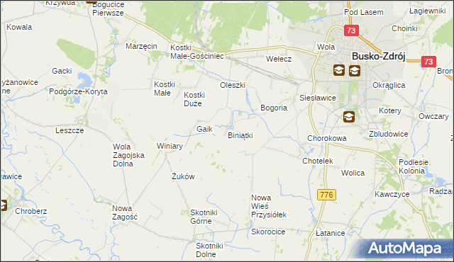 mapa Biniątki, Biniątki na mapie Targeo