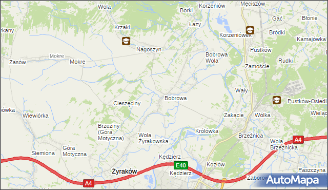 mapa Bobrowa gmina Żyraków, Bobrowa gmina Żyraków na mapie Targeo
