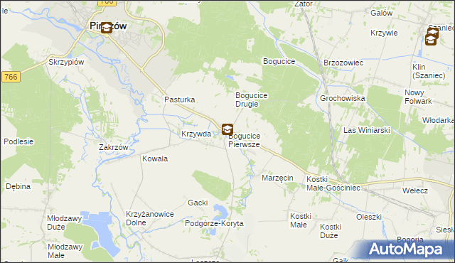 mapa Bogucice Pierwsze, Bogucice Pierwsze na mapie Targeo