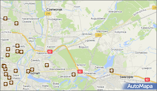 mapa Bogucin gmina Swarzędz, Bogucin gmina Swarzędz na mapie Targeo
