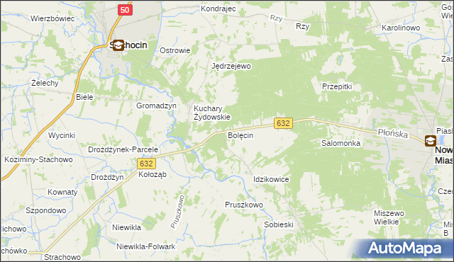 mapa Bolęcin gmina Sochocin, Bolęcin gmina Sochocin na mapie Targeo