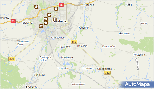 mapa Boleścin gmina Świdnica, Boleścin gmina Świdnica na mapie Targeo
