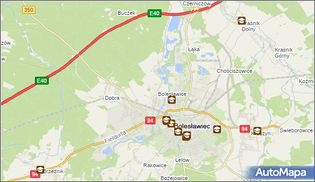 mapa Bolesławice gmina Bolesławiec, Bolesławice gmina Bolesławiec na mapie Targeo