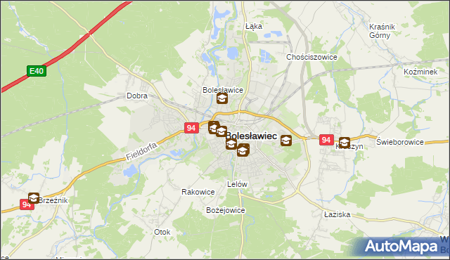 mapa Bolesławca, Bolesławiec na mapie Targeo