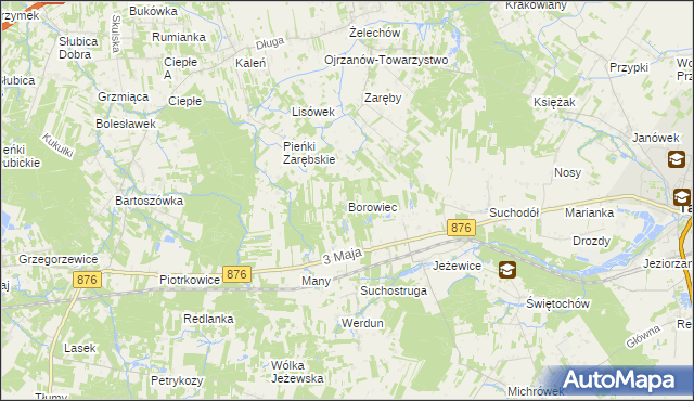 mapa Borowiec gmina Tarczyn, Borowiec gmina Tarczyn na mapie Targeo