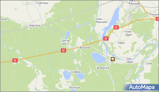 mapa Brzózka gmina Krosno Odrzańskie, Brzózka gmina Krosno Odrzańskie na mapie Targeo