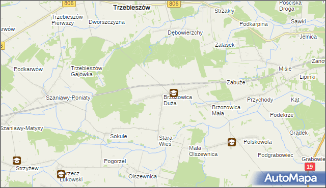 mapa Brzozowica Duża, Brzozowica Duża na mapie Targeo