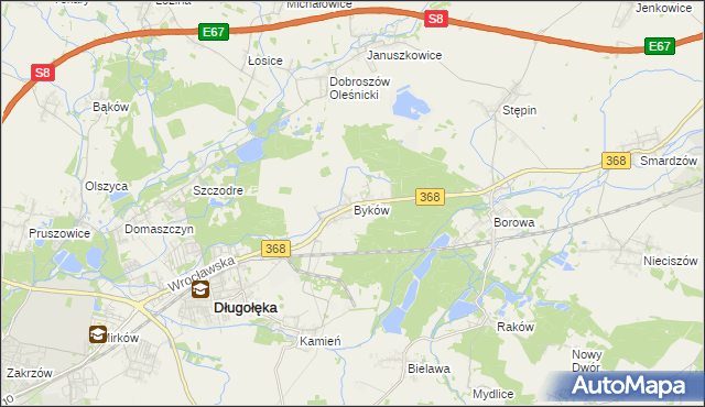 mapa Byków, Byków na mapie Targeo