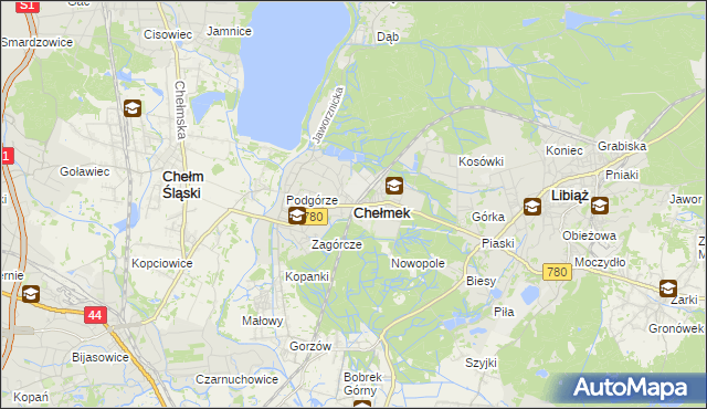mapa Chełmek powiat oświęcimski, Chełmek powiat oświęcimski na mapie Targeo