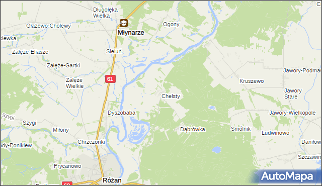 mapa Chełsty gmina Różan, Chełsty gmina Różan na mapie Targeo
