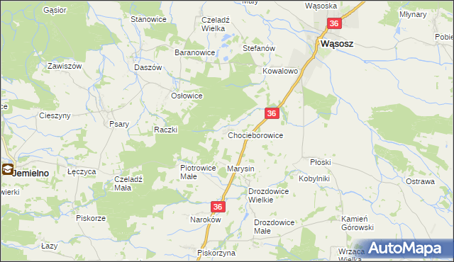 mapa Chocieborowice, Chocieborowice na mapie Targeo