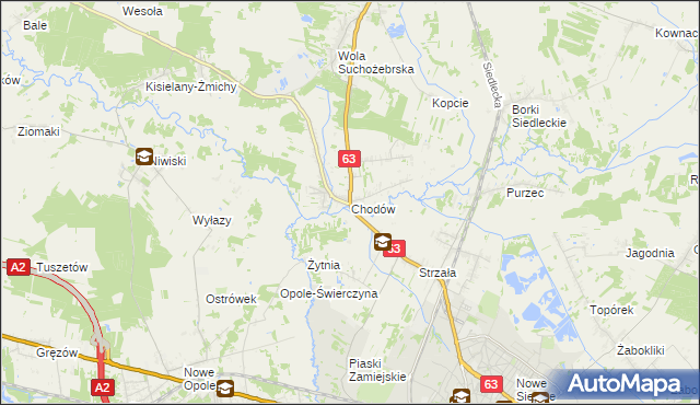 mapa Chodów gmina Siedlce, Chodów gmina Siedlce na mapie Targeo