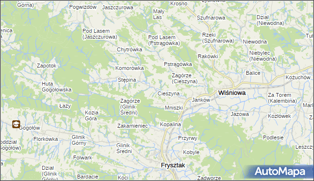 mapa Cieszyna, Cieszyna na mapie Targeo