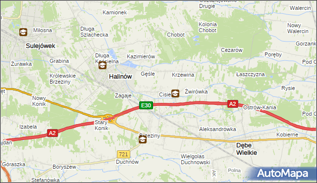 mapa Cisie gmina Halinów, Cisie gmina Halinów na mapie Targeo