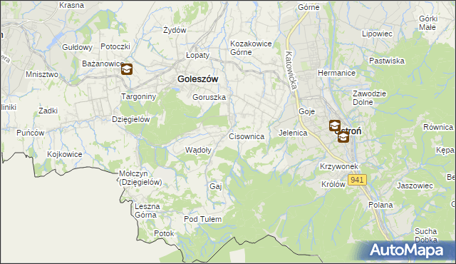 mapa Cisownica, Cisownica na mapie Targeo