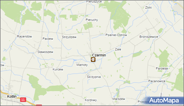 mapa Czermin powiat pleszewski, Czermin powiat pleszewski na mapie Targeo