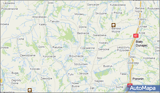 mapa Czerwienne, Czerwienne na mapie Targeo