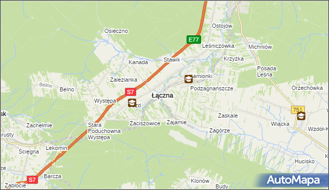 mapa Czerwona Górka gmina Łączna, Czerwona Górka gmina Łączna na mapie Targeo