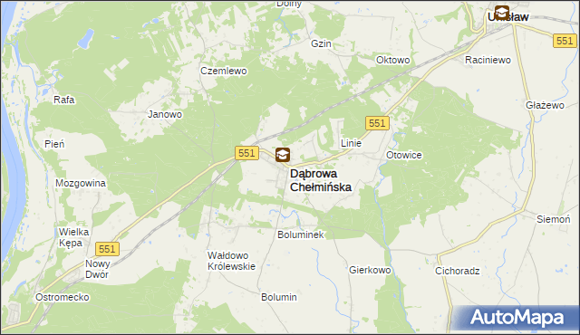 mapa Dąbrowa Chełmińska, Dąbrowa Chełmińska na mapie Targeo