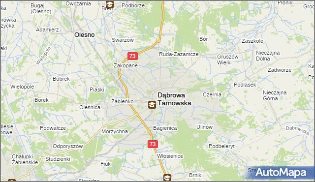 mapa Dąbrowa Tarnowska, Dąbrowa Tarnowska na mapie Targeo