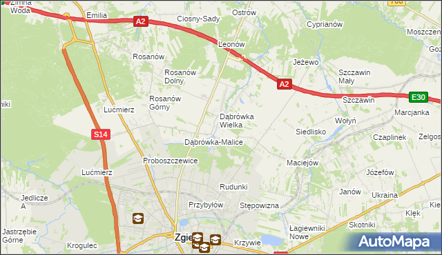 mapa Dąbrówka-Sowice, Dąbrówka-Sowice na mapie Targeo