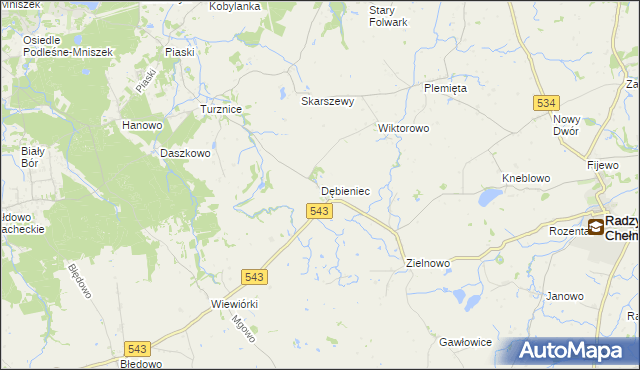 mapa Dębieniec, Dębieniec na mapie Targeo