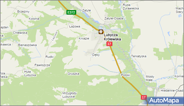 mapa Dęby gmina Lubycza Królewska, Dęby gmina Lubycza Królewska na mapie Targeo