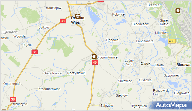 mapa Długomiłowice, Długomiłowice na mapie Targeo