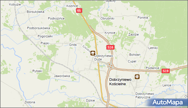 mapa Dobrzyniewo Duże, Dobrzyniewo Duże na mapie Targeo