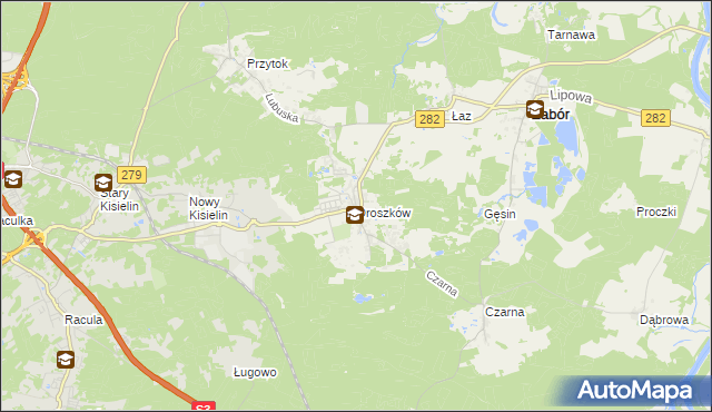 mapa Droszków gmina Zabór, Droszków gmina Zabór na mapie Targeo