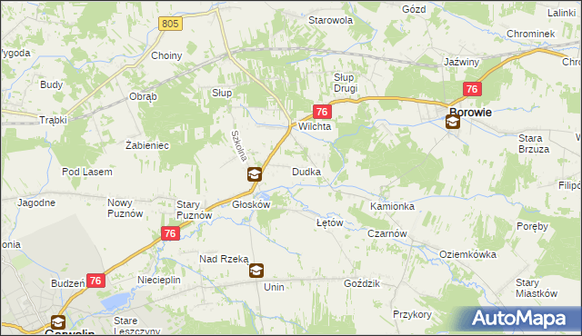 mapa Dudka gmina Borowie, Dudka gmina Borowie na mapie Targeo