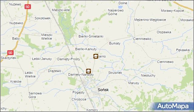 mapa Dziarno gmina Sońsk, Dziarno gmina Sońsk na mapie Targeo