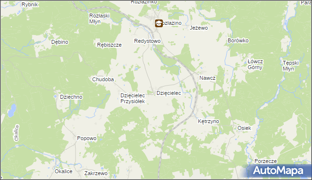 mapa Dzięcielec, Dzięcielec na mapie Targeo