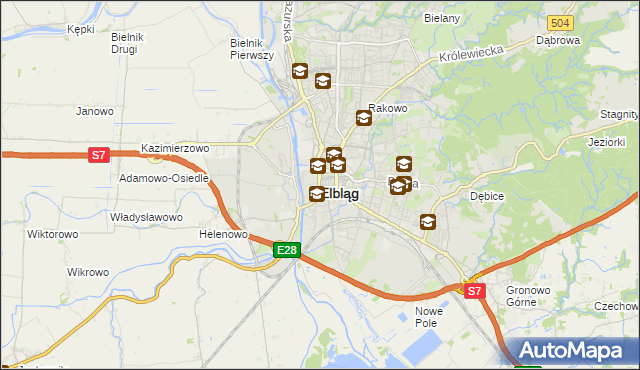 mapa Elbląga, Elbląg na mapie Targeo