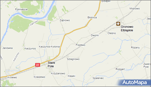 mapa Fiszewo gmina Gronowo Elbląskie, Fiszewo gmina Gronowo Elbląskie na mapie Targeo