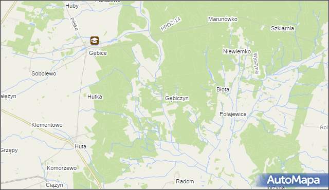 mapa Gębiczyn, Gębiczyn na mapie Targeo