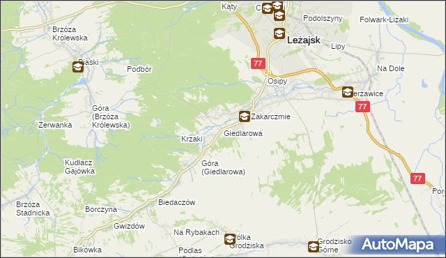 mapa Giedlarowa, Giedlarowa na mapie Targeo