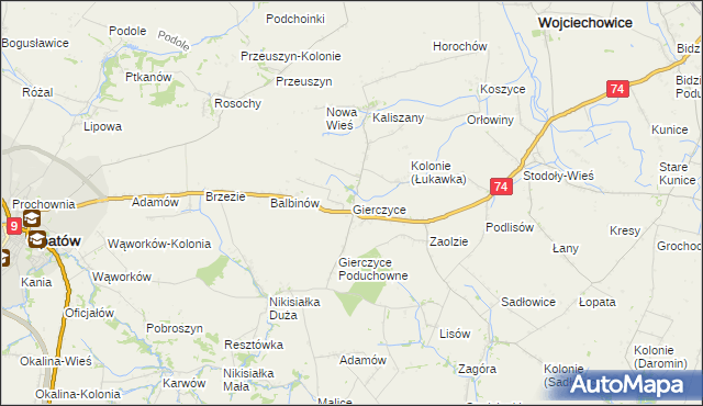 mapa Gierczyce gmina Wojciechowice, Gierczyce gmina Wojciechowice na mapie Targeo