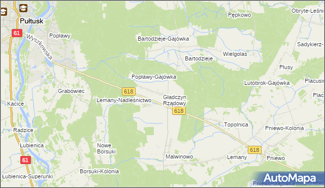 mapa Gładczyn Rządowy, Gładczyn Rządowy na mapie Targeo