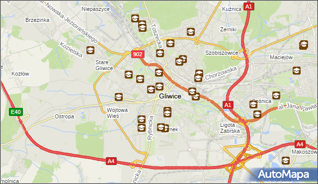 mapa Gliwic, Gliwice na mapie Targeo