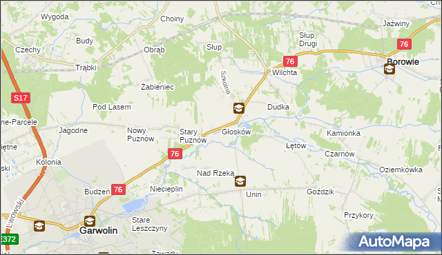 mapa Głosków gmina Borowie, Głosków gmina Borowie na mapie Targeo