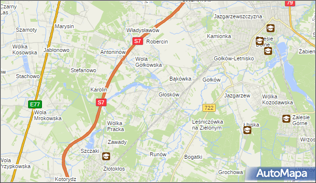 mapa Głosków gmina Piaseczno, Głosków gmina Piaseczno na mapie Targeo