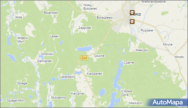mapa Głuche gmina Osiek, Głuche gmina Osiek na mapie Targeo