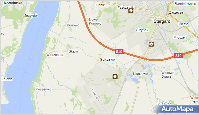 mapa Golczewo gmina Stargard, Golczewo gmina Stargard na mapie Targeo