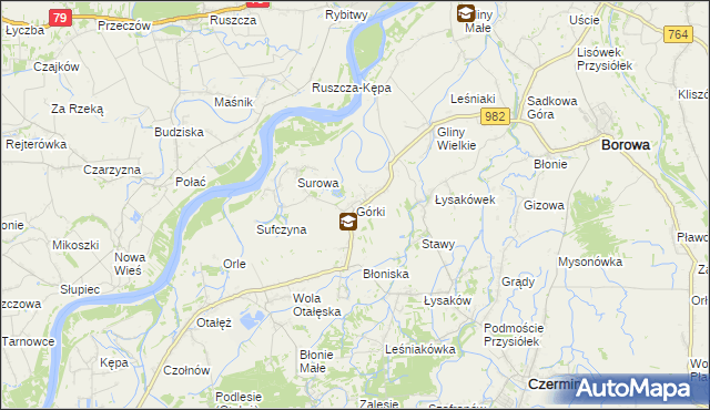 mapa Górki gmina Borowa, Górki gmina Borowa na mapie Targeo