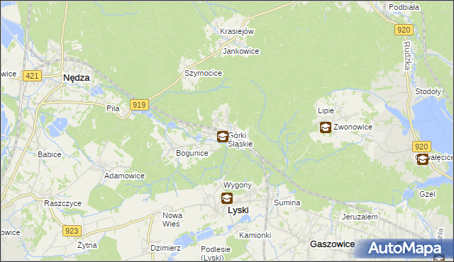 mapa Górki Śląskie, Górki Śląskie na mapie Targeo