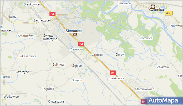 mapa Groblice, Groblice na mapie Targeo